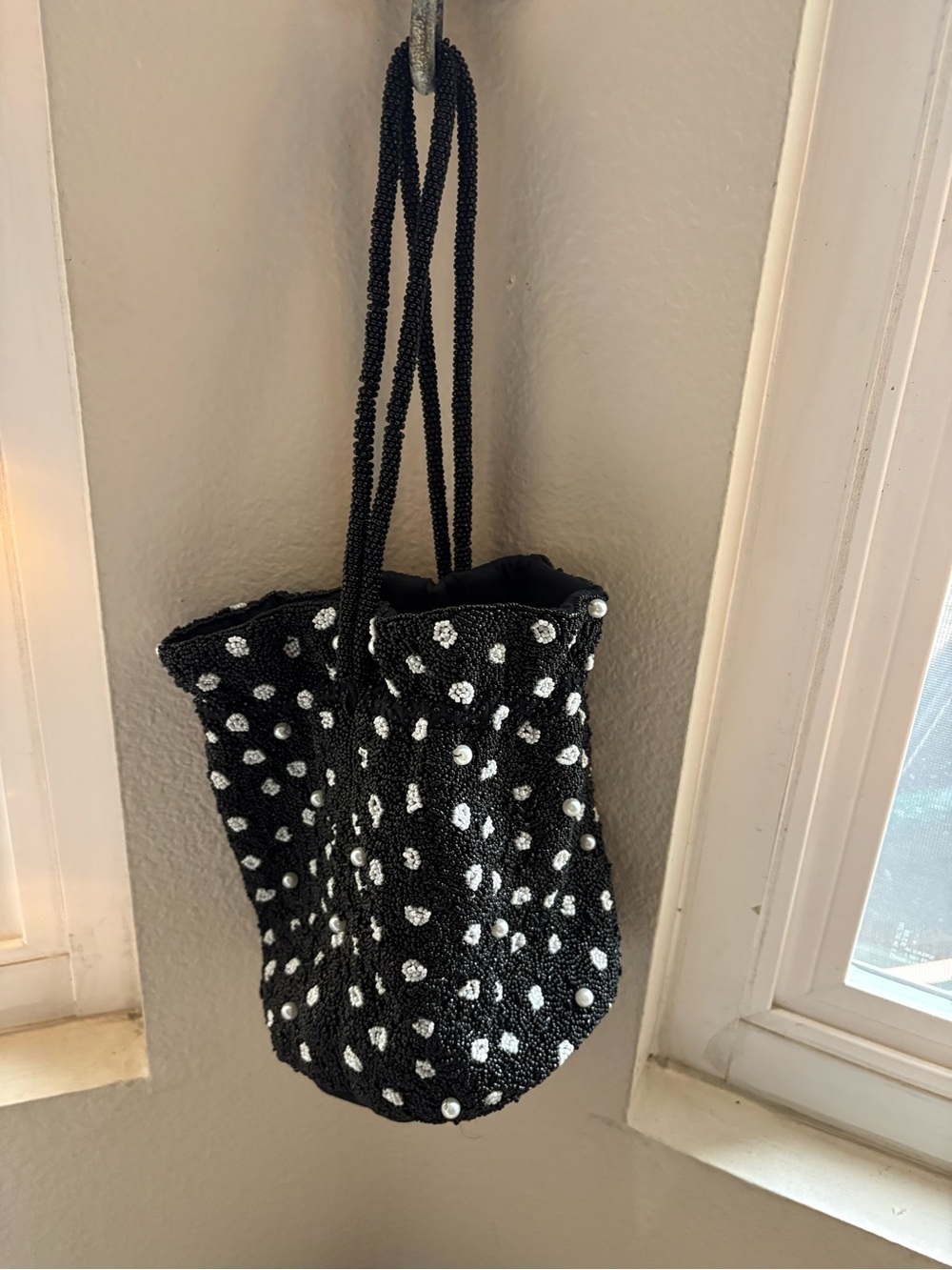kate spade for Target Black Beaded Polka Dot Drawstring Tote